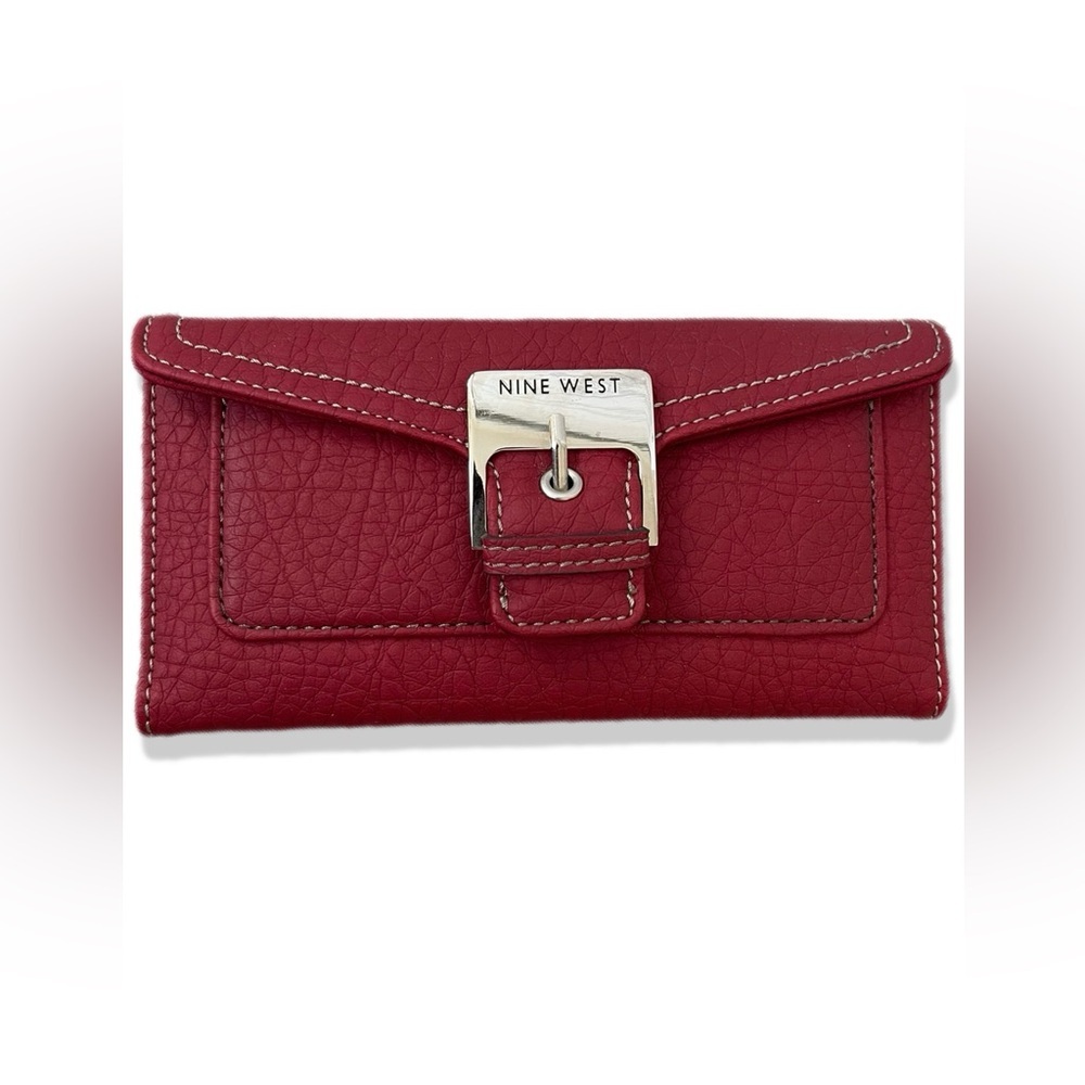 Nine West Red Leather Buckle Wallet
